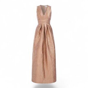 Kay Unger Mariah Textured Jacquard Gown, Champagne Almond, Size 4, Like NEW
